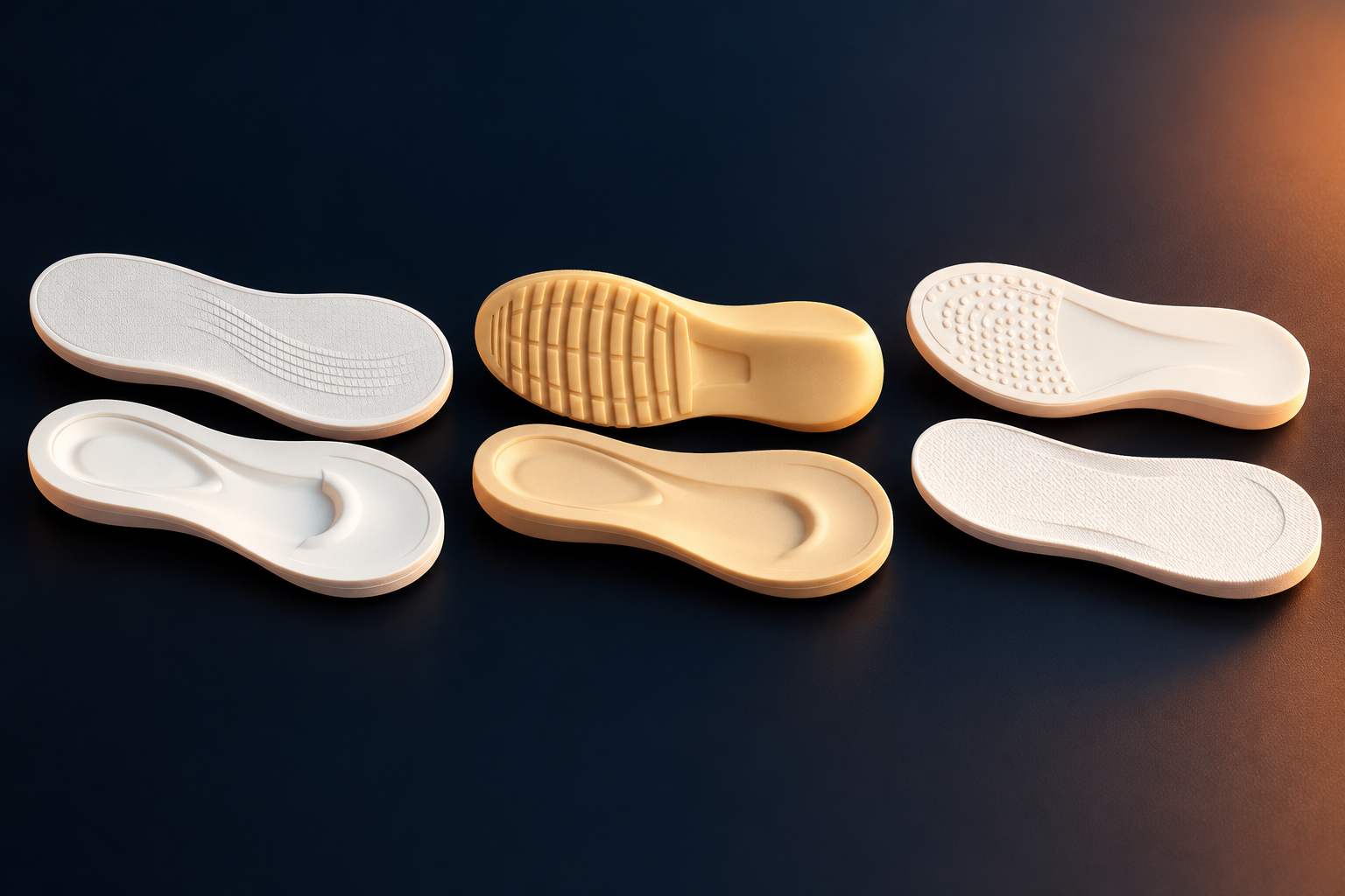 Illustrative footwear sole and material scene; not supplier premises or a supplier product photograph.